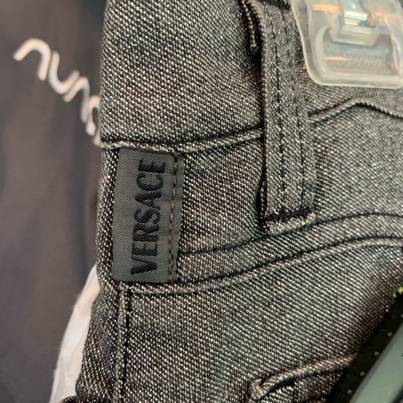 Versace Men’s Silver Metallic Grey Black Pants 33 / 47 90s Y2K - Picture 7 of 10